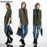 RARAMAX双排扣雪纺小西装外套女中款小西服修身欧美2016新款春秋