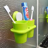 漱口杯牙膏收纳壁挂套装卫生间创意洗漱超强力吸盘情侣牙刷架杯架