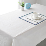 全棉麻 素白色 欧式纯色 酒店咖啡厅西餐厅布艺 餐桌茶几方形台布