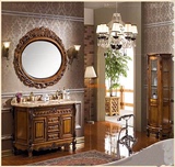 欧式仿古奢华浴室柜组合 橡木落地洗手洗脸盆法式美式复古浴室柜