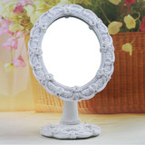 欧式复古田园白色结婚镜子时尚化妆镜树脂梳妆镜台式镜子创意礼物