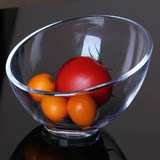 加厚玻璃碗斜口甜品碗透明水果碗沙拉碗创意凉菜碗小吃碗日韩新款