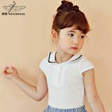 船鼠女童t恤短袖夏装新款韩版童装娃娃领百搭儿童上衣 宝宝打底衫
