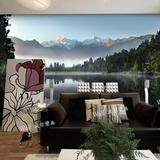 沃尔大型壁画电视背景墙纸壁纸 自然风景 高山湖泊 卧室 客厅壁画