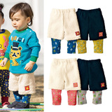 满150包邮日本原单秋冬男童女童小童宝宝绒保暖假两件叠穿长裤