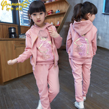 3女童套装5春装2016新款7韩版8儿童9运动服4卫衣12岁女孩三件套潮