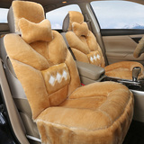 汽车坐垫冬季通用新款可爱卡通女士时尚毛绒透气柔软全包布艺座套