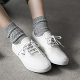 韩国正品代购女鞋15春ulzzang学院简约小白鞋低跟平底帆布单鞋