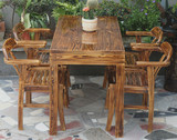 厂家批发定做实木碳化防腐餐桌椅户外庭院阳台咖啡厅仿古套件组合