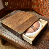 简舍手工烧桐木实木七子茶饼盒日式中式茶具普洱茶饼盒茶叶收纳盒