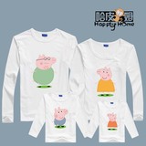 粉红猪亲子装童装长袖春季佩佩猪秋装2016款猪小妹T恤女童打底衫