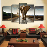美式乡村客厅沙发背景墙挂画创意玄关动物大象装饰画电表箱无框画