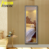 欧式风格雕花实木边框长方形卧室墙壁镜子壁挂全身镜穿衣镜试衣镜