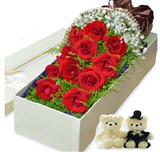 11朵红玫瑰礼盒情人节平安夜圣诞节鲜花礼盒 上海鲜花全国速递