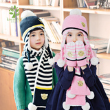 KK树儿童帽子围巾手套三件套宝宝秋冬款男童女童1-6岁冬季套装潮