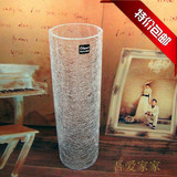 透明玻璃花瓶水培花器大号富贵竹碎冰花裂纹直筒批发玻璃花瓶包邮