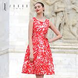 时尚连衣裙2016夏装新款女装修身显瘦红色剪纸民族风连衣裙中国风