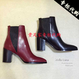 正品代购 LUNA短靴 2015秋冬款女鞋 高跟粗跟尖头女靴子SLP315681