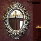 维卡生活 欧式镂空浴室镜梳妆镜椭圆欧式镜玄关镜挂镜卫生间镜子