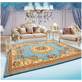 地中海欧式客厅地毯茶几地毯 典雅天蓝色 现代简约雕花加厚青格勒