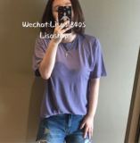 韩国代购烟紫麻料短袖T恤