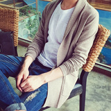 秋季纯色毛衣男士针织衫开衫外套青少年韩版修身大码休闲毛线衣潮