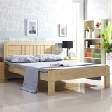 简易实木床 单人床木板双人床松木床儿童床松木家具1.2 1.5 1.8米