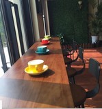 美式复古LOFT铁艺实木餐桌星巴克咖啡厅桌椅组合酒吧台家用小吧台