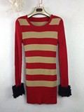2014新款冬装 傲丝渡ASD专柜正品剪标女装 米红条 针织毛衣