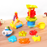 益之宝儿童沙滩洗澡玩具11套装 宝宝玩沙子戏水挖沙漏水桶玩具3岁