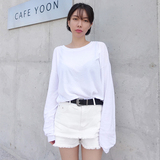 【ZYL STORE】韩国chic  2016新款圆领 慵懒宽松长袖T恤上衣女