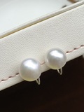 独家999纯银制作天然馒头珍珠大小珠耳夹，防过敏掉色