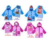 新款男女童外贸迪士尼儿童雨衣雨披卡通充气帽檐带书包位韩国雨衣