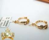 金帝珍珠=18K黄白金锆钻 南洋珍珠耳环 耳扣空托配珠12-14毫米MM