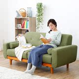 日式沙发简易三人双人单人休闲小清晰田园实木架棉麻布艺木加布艺