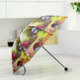 复古涩雨伞双层遮阳伞创意油画伞折叠女士太阳伞防紫外线晴雨两用