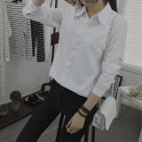 2016新款女装白衬衫长袖女韩版休闲衬衣白色学生衬衫大码打底衫