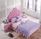 欧式简欧儿童床布艺床软包床粉色女孩床1.5 布艺 粉红色公主床