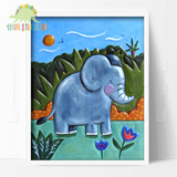 独家原创浮雕装饰儿童房卡通手工立体3D墙挂画-热带雨林(大象)