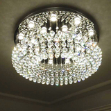 客厅水晶灯圆形  创意大厅吊灯卧室餐厅灯吸顶圆球水晶灯现代简约