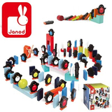 出口法国janod 木制可爱企鹅多米诺骨牌 儿童益智玩具 配件多机关