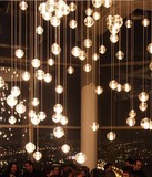 现代简约艺术餐厅楼梯灯LED单头创意个性水晶玻璃球流星雨吊灯