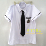 日韩版男女生校服 学生制服上衣短袖白衬衫领带 帅气款衬衣学生装