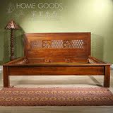 清仓美式复古全实木家具简约柚木床1.8米双人现代中式卧室婚床