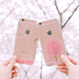 粉色樱花iphone6s手机壳硅胶苹果6plus保护套透明壳6s软边外壳