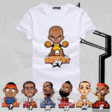 篮球T恤男士夏装短袖卡通Q版科比库里詹姆斯运动t恤大码纯棉半袖