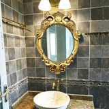 创意壁挂装饰化妆梳妆镜 欧式浴室镜 卫浴卫生间洗手台盆镜子复古