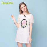 DuoYi朵以夏装新款韩版修身显瘦欧根纱短袖连衣裙30DX81807