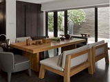 美式复古实木餐桌长方形办公桌原木家具洽谈桌休闲咖啡厅桌椅组合
