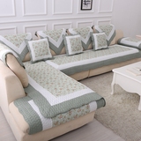 四季全棉组合沙发垫布艺坐垫皮沙发巾沙发套双面田园清新韩式绿色